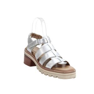 Bernando Womens Leather Sasha Slingback Fisherman Sandals Silver Size 6